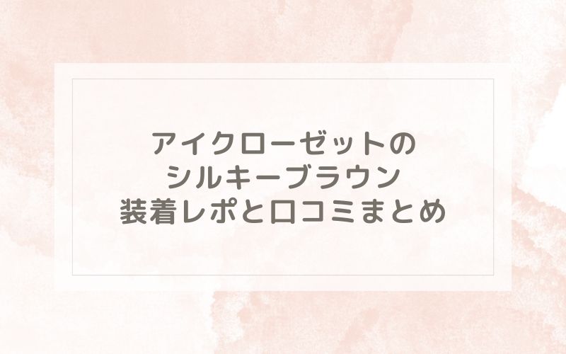 アイクローゼットのシルキーブラウン装着レポと口コミまとめ