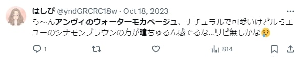 アンヴィのウォーターモカベージュの口コミ