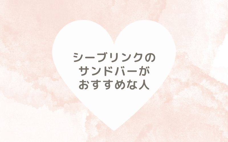 レポと口コミから見たシーブリンクのサンドバーがおすすめな人